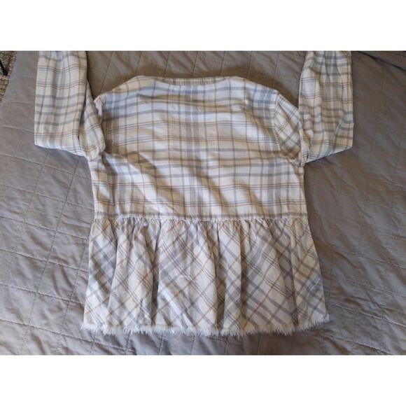 CARVE DESIGNS Plaid Peplum Top Fringe Hem Size Small Western Boho Cowgirl - Picture 7 of 9